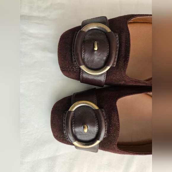 Cole Haan/NIKE AIR 9.5 Brown Suede Classic Flats With Buckle Detail - Picture 3 of 10